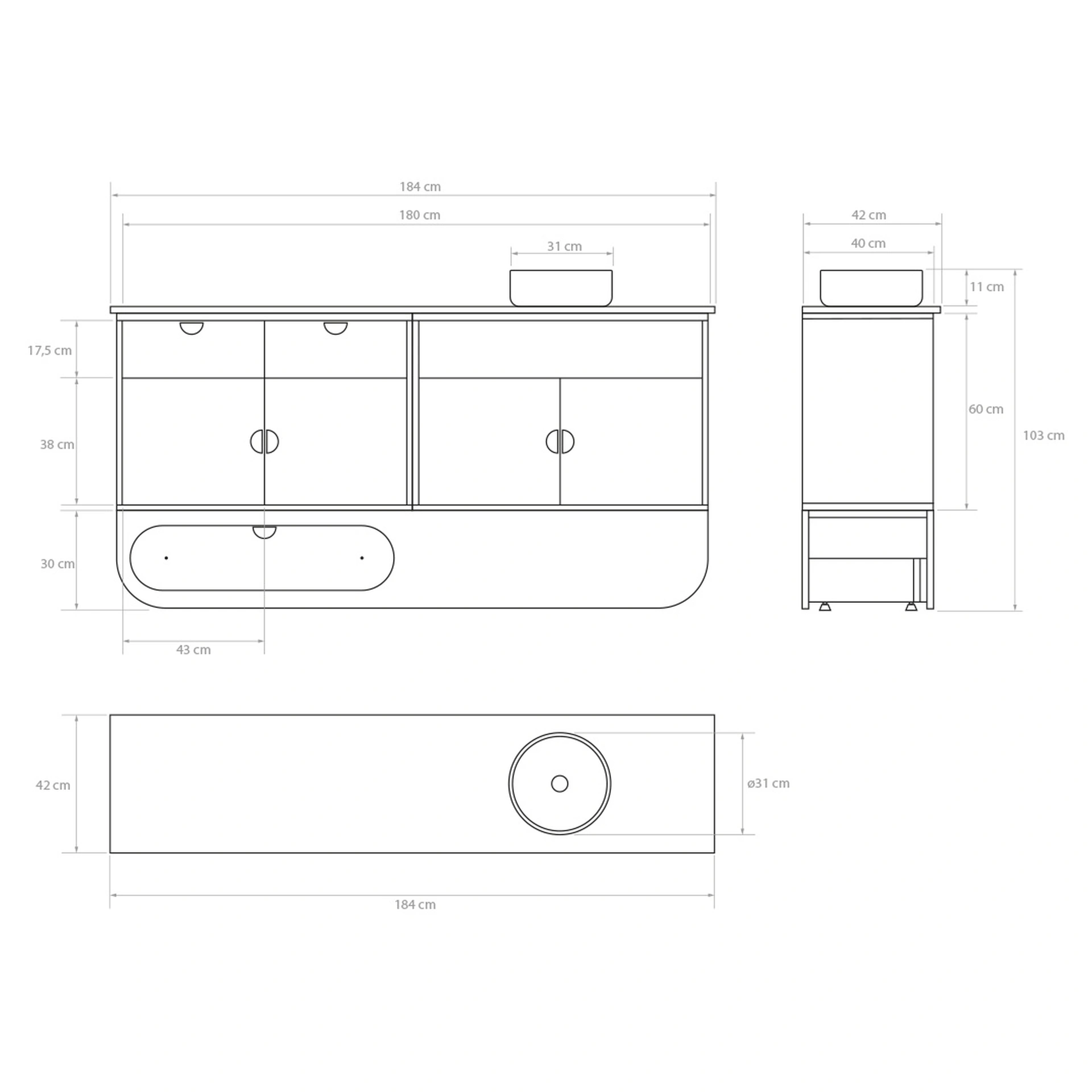 Ikon Hygienemodul L mit Keramikwaschbecken – Bild 5